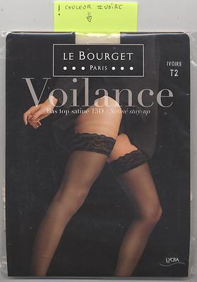 Nuovo LE BOURGET Calze Top Autoreggenti Raso 15D Avorio Taglia Matrimonio  Sera