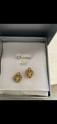 BOUCLES D'OREILLES DIOR VINTAGE ABEILLE EMBLÉMATIQUE AUTHENTIQUE CHRISTIAN DIOR - Photo 1/4