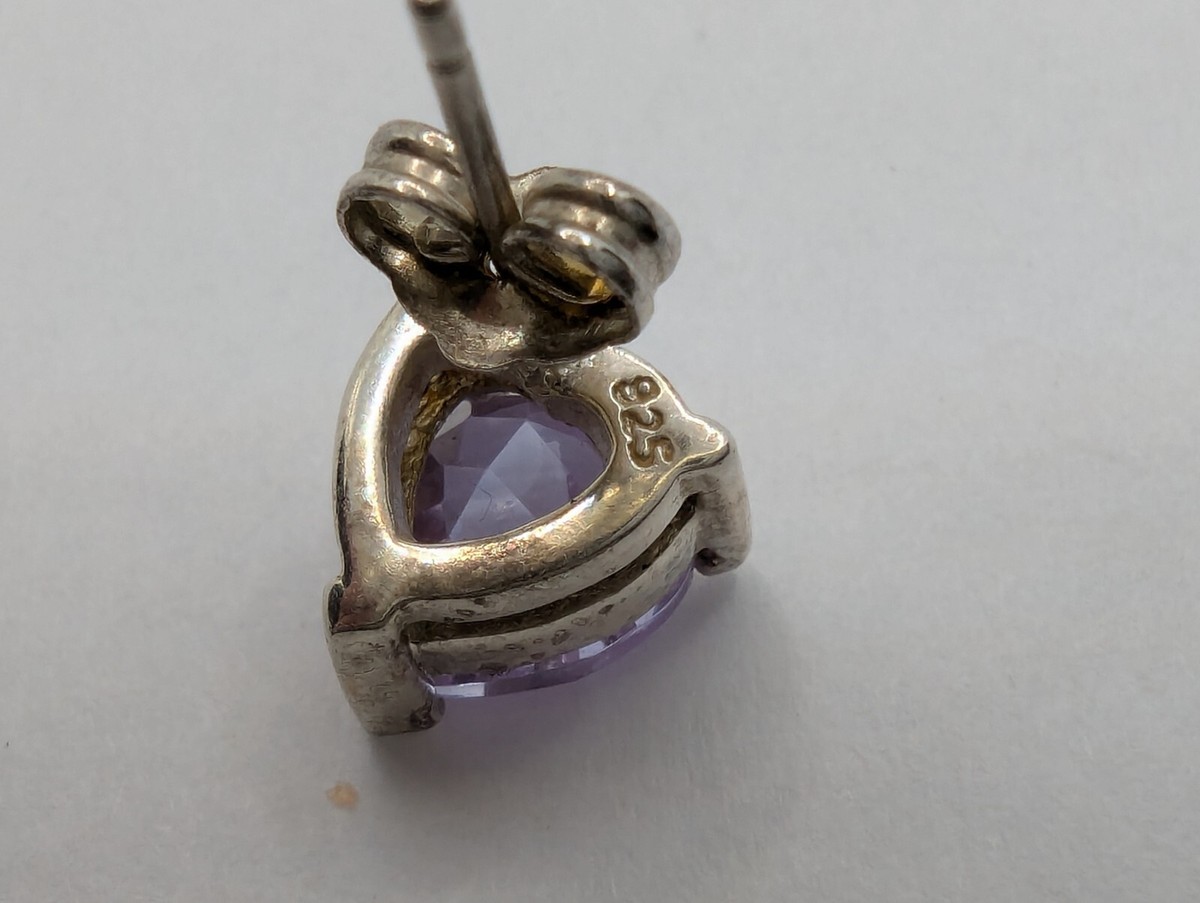 Sterling Silver 925 Faceted Amethyst Stud Earrings View 5