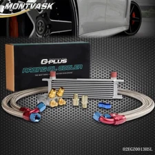 Silver Fit For Universal 10 Row An10 Aluminum Thermostat Adaptor Oil Cooler Kit