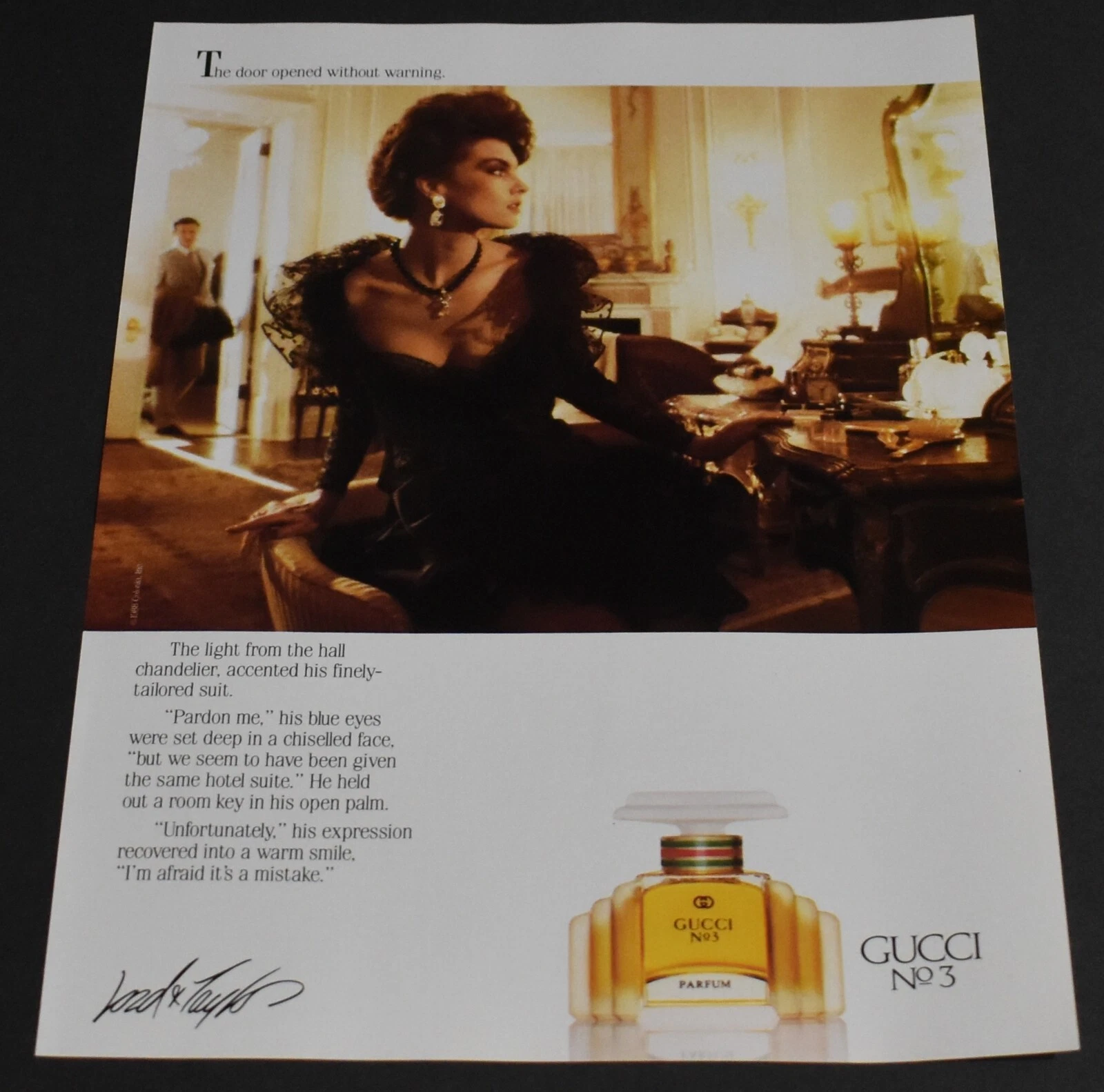 1988 Stampa Pubblicità Sexy Gucci Fragrance Lord & Taylor Bruna Lady Abito Femminile AT