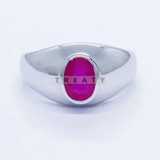 Ruby Oval Cut Gemstone With 925 Sterling Silver Ring For Men's #382 *