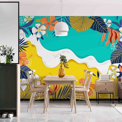 3D Leaves Flora Watercolor Self-adhesive Removable Wallpaper Murals 10