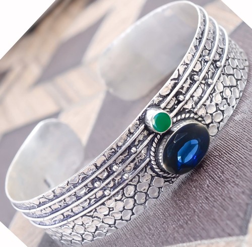 Collier En Argent Sterling 925 Avec Tanzanite Bleue - Longueur 18 Pouces - Fait Main En Inde