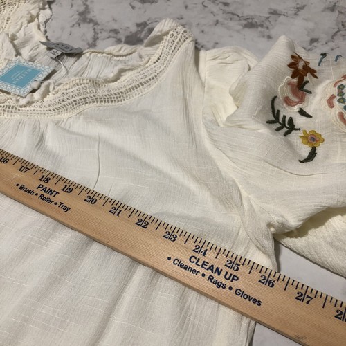 Hayden Los Angeles Blouse Womens Size Large Boho Embroidery Tan Tunic Top - Picture 14 of 14