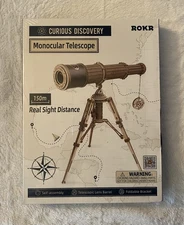 ROKR Monocular Telescope with Tripod 3D Wooden Puzzle Model Kit ~ New & Sealed