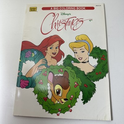Golden Coloring Activity Books Disney Christmas 1995 VTG Ariel Cinderella Bambi