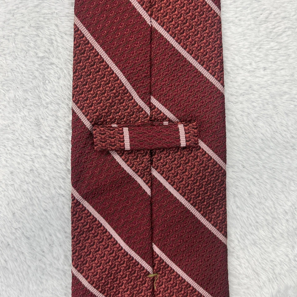 Corbata Joseph Abboud Rojo Rosa Rayas Hombre 3.5”x 59” 100% Seda Hecha en Italia  Foto 2 de 4