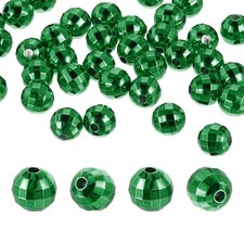 Disco Ball Beads, 50 Pcs 10mm Acrylic Mirror Ball Charm, Green