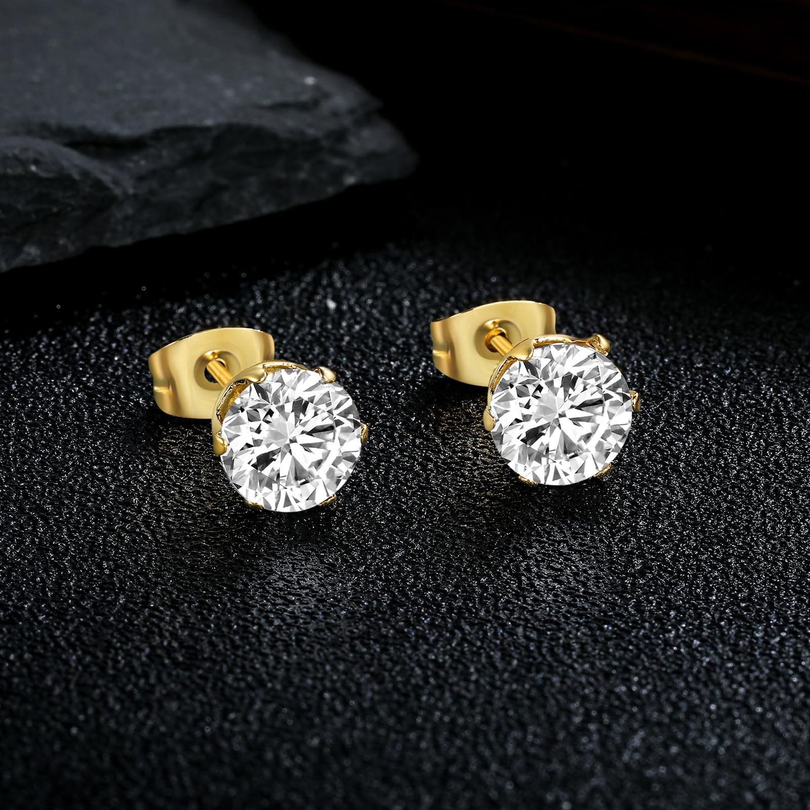 6 Pares Pendientes De Circona Cúbica Aretes Chapado 18K En Oro Para Mujer Niñas