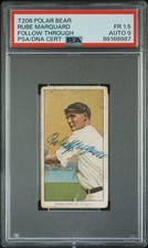 1909-11 T206 Polar Bear Rube Marquard Follow Through Auto Signed PSA/DNA, Auto 9