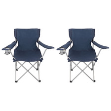 2-Pack Ozark Trail Quad Folding Camp Chair with Cup Holder Dark Blue