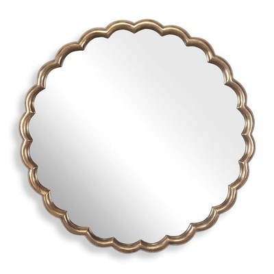 CERRITO 34'' CURVED SCALLOPED ROUND CAST ALUMINUM WALL VANITY MIRROR  08277