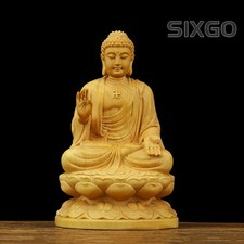 10cm Boxwood Carved Buddha Statue Ornament Shakyamuni Figure Buddha Handicraft