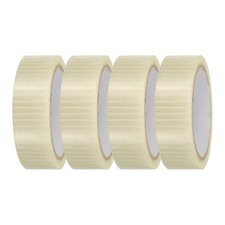4 Rolls Filament Strapping Tape, 1 3/16"x21.9yd Fiberglass Mesh Packaging