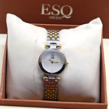 ESQ by Movado E5419 Diamond Accent MOP Dial Two Tone Swiss Quartz Watch in Box