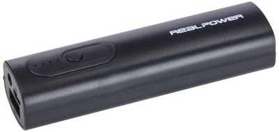 Powerbank RealPower 2600 mAh schwarz, Lithium-Ionen, USB-Akku