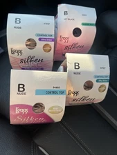 LOT of 4 Various Leggs Silken Mist Silky Sheer Leg Control Top | | Size B