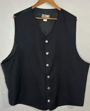 Steven Land Button Front Suit Vest Black Polyester V-Neck Pockets Mens Size XXL