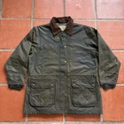 Vintage LL Bean Waxed Cotton Field Jacket Insulated Green Zip 90s Sz Large