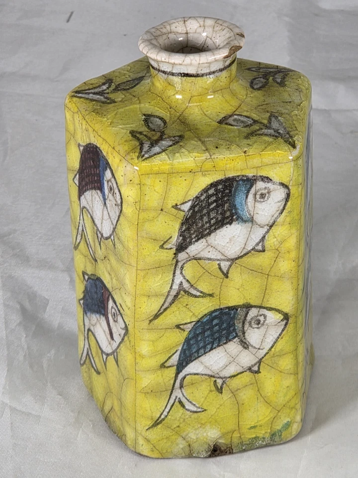 复古 PERSIAN 19 世纪 QUAJAR 时代茶瓶,釉面陶器,裂纹时代 — 第 4/4 张图片