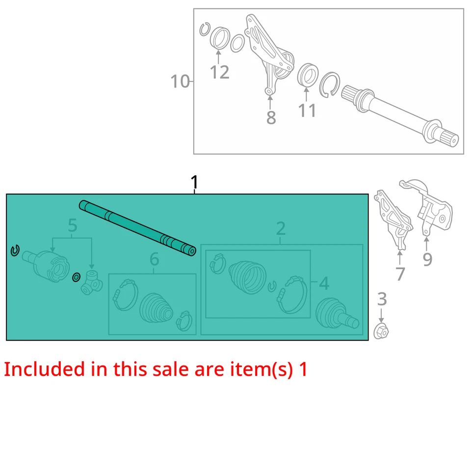 FRONT CV AXLE SHAFT Acura MDX Honda Pilot 16 17 18 19 Right 1389555 - Изображение 3 из 4