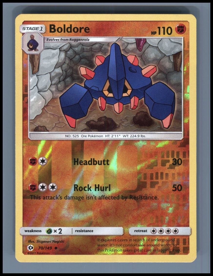 Boldore 70/149 Uncommon SM Base Set Pokemon Reverse Holo Lightly Played