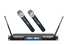 GTDaudio 2x100 Adjustable Channels UHF Wireless 2 Hand held Mics, Black