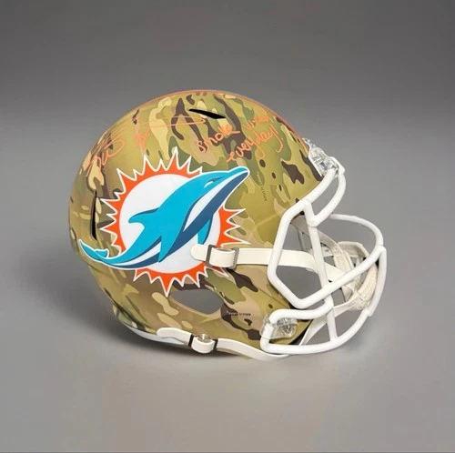 RICKY WILLIAMS Autographed Full Size Camo Rep Helmet Dolphins Scripted BAS COA