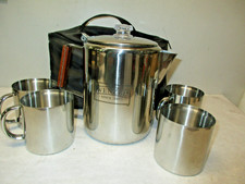 WENZEL 14 Tassen Kaffeemaschine Kaffeekanne & 4 Tassen für Lagerfeuer Kochen. NEU