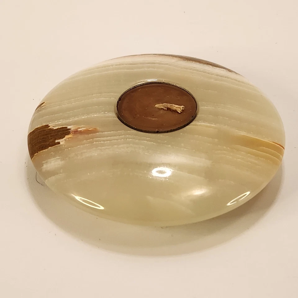 De Colección Piedra de Ónix Tea Light Candelabro Redondo Pesado Suave Disco Votivo 5" Foto 4 de 4