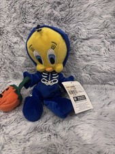 Warner Bros. Tweety Bird Halloween Skeleton Plush with Pumpkin Small 1998