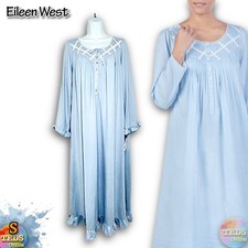 NWD Eileen West Womens S Long Ruffle-Sleeve  Ruffle-Hem Nightgown E5025059 Blue
