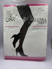 Vtg 1 Pair On the Go Ultra Sheer Panty Hose Size 1 Off Black Ultra Transparent