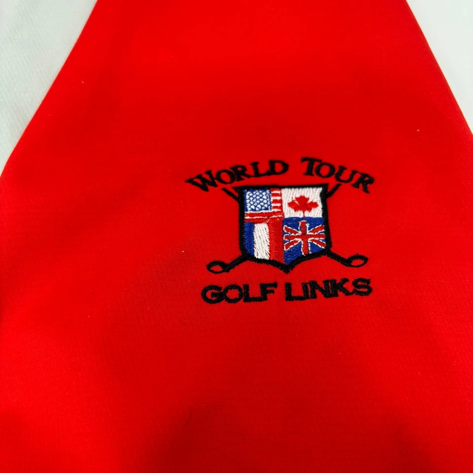 Pullover Footjoy Para Hombres 2XL Gris Rojo 1/4 Cremallera Manga Corta Logo Gira Mundial Foto 4 de 4