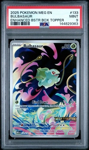 2025 Pokemon MEG En Bulbasaur Enhanced Booster Topper #133 PSA 9