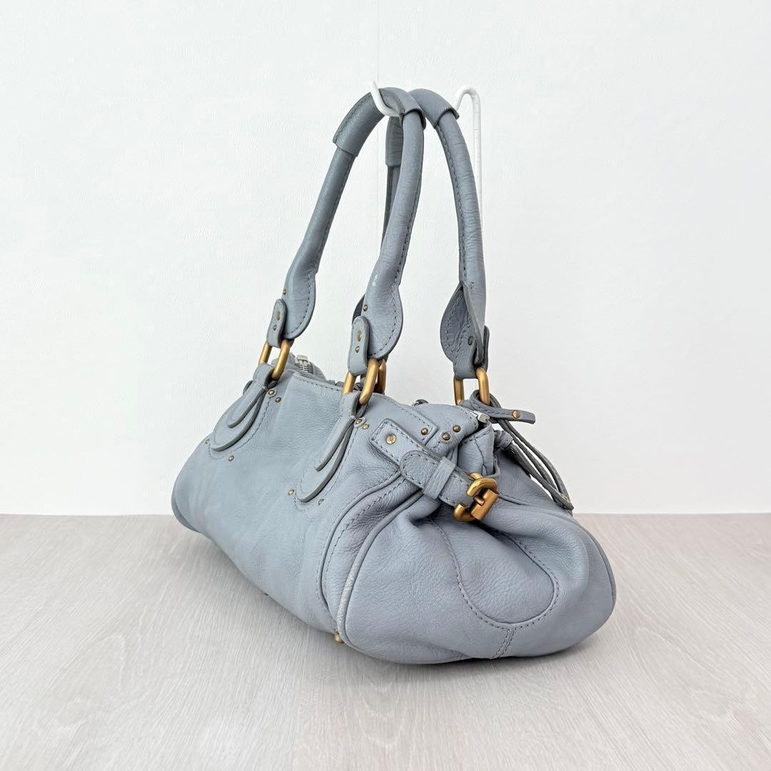 Chloe Paddington Sky Blue Leather Handbag Padlock Key Tote Satchel