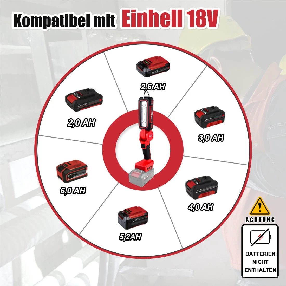 Batería Lámpara Proyector de Construcción para Einhell 18V 30W LED Lámpara de Trabajo Proyector