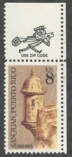 US. 1437. Sentry Morro Castle, San Juan 450 ANNIV.. Single w/Zip Logo. MNH. 1971