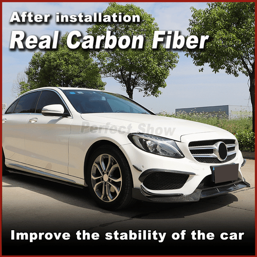 For Benz W205 C200 C250 C300 C43 AMG 14-18 REAL CARBON Front Bumper Lip Spoiler - Picture 4 of 15