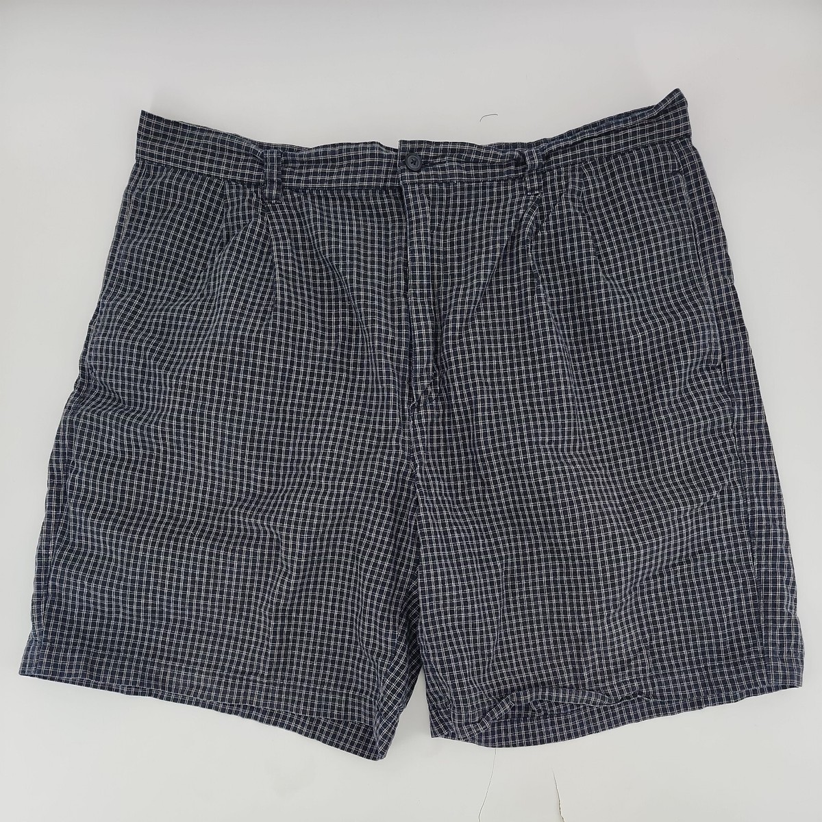 Mens Geoffrey Beene Navy Blue Check Shorts Size 36