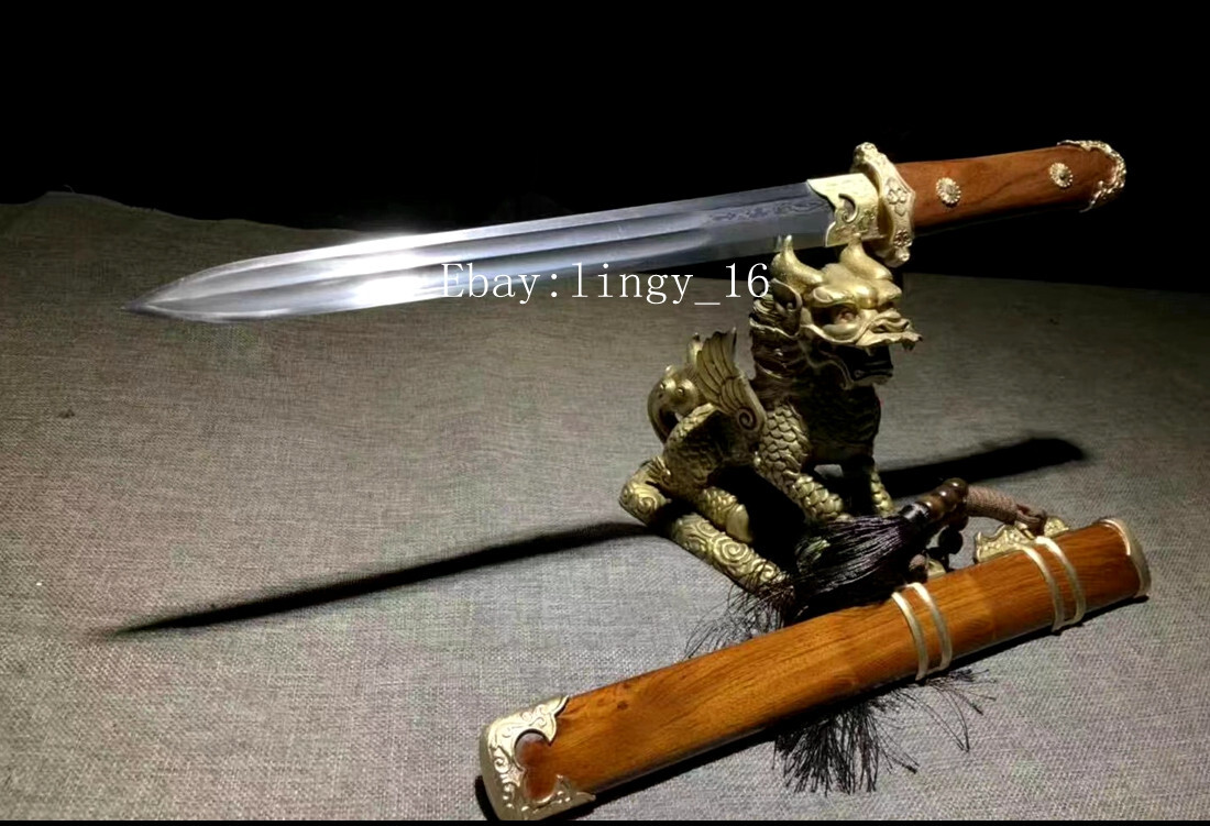 Brass Fittings Small Tang Saber Short Dao Sword Folded Steel Chinese Dagger Jian