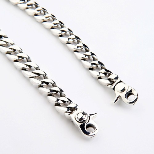 Solid 925 Sterling Silver Curb Link Wallet Chain Cuban Men's Biker Rocker Plain - Picture 8 of 12