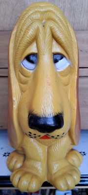 Vntg Homecraft SPCA Basset Hound Sad Dog Plastic Coin Bank With