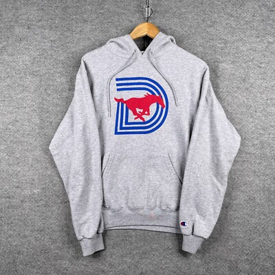 Champion Hoodie Mens Small S Grey SMU Mustangs Throwback Triple D Football Logo