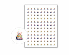Birthday Party Cake Planner Journal Stickers, Round
