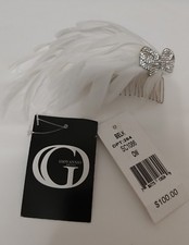 Giovannio Off White Feather Rhinestone Bridal Wedding Hair Comb Accessory 100