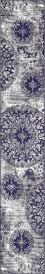 Unique Loom Sofia Collection Area Rug - Grand (2' x 13' 1'' Runner, Navy Blue/...