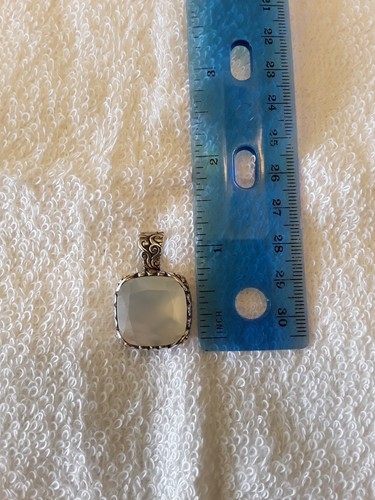 Bali White Chalcedony Pendant in Sterling Silver with 18K Gold - Picture 2 of 7