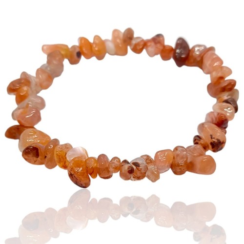 Bracciale Corniola Chip Perline Guarigione Gemma Bohemien Gioielli Fatto a Mano Regalo - Foto 2 di 7